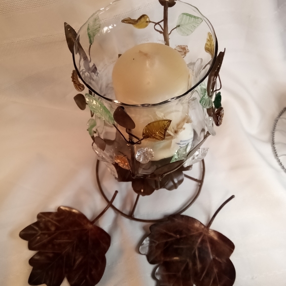 Copper Embellished Hurricane Candle Holder Set - Picture 8 of 15